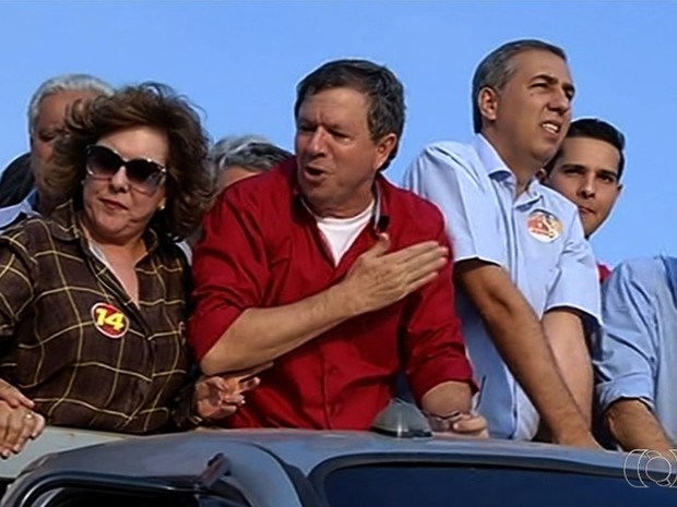 José Gomes (de vermelho) morreu baleado em Itumbiara, Goiás (Foto: Reprodução/TV Anhanguera)